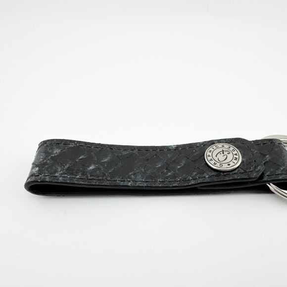 Graphic Image Keychain Strap Black Faux Snakeskin Pattern with Logo Accent - Picture 6 of 10